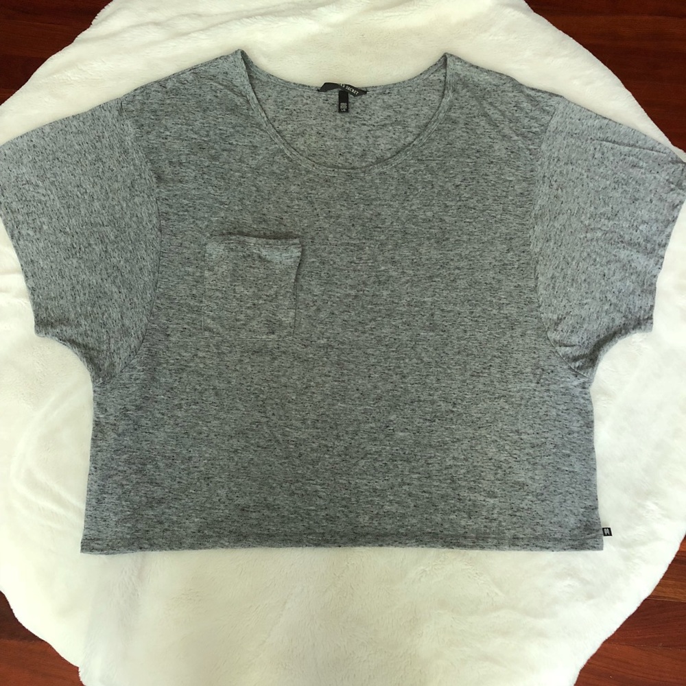 NWOT VS Gray Cropped Shirt / Off the Shoulder